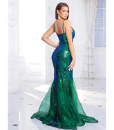 Vestido Longo Sereia de Festa com Paetês, modelo sofisticado com brilho e cauda fluida, ideal para casamentos, festas de gala e formaturas. Verde